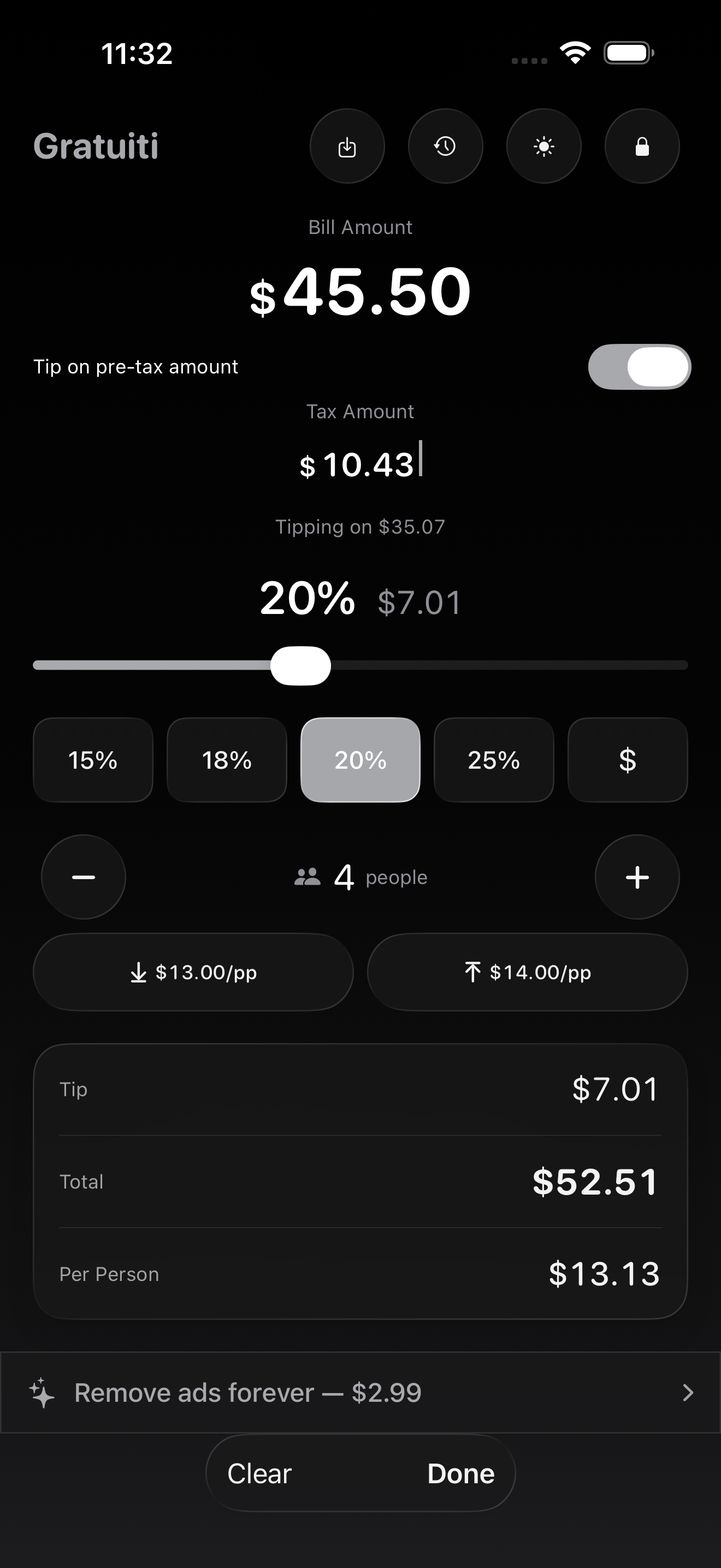 Pre-tax tipping